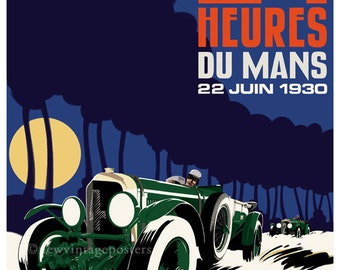 Art Deco Bentley Le Mans giclee poster print