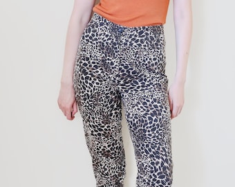 luipaard print high waist lichte jeans, S-M