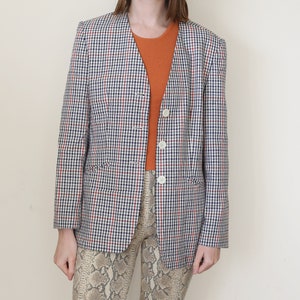 plaid classic blazer, checked blazer, M