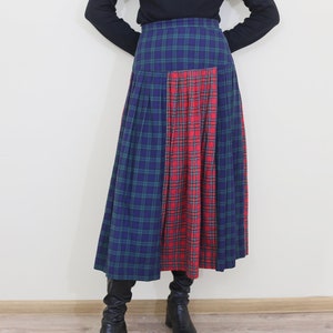 plaid maxi skirt, tartan punk style skirt, S-M