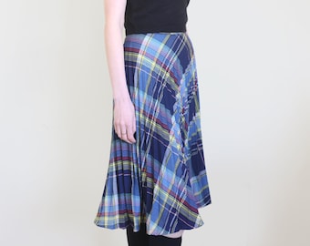pleated plaid midi skirt, XS-S