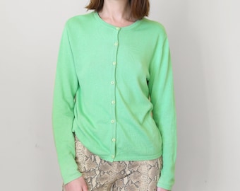 lime green classic cardigan, S-M