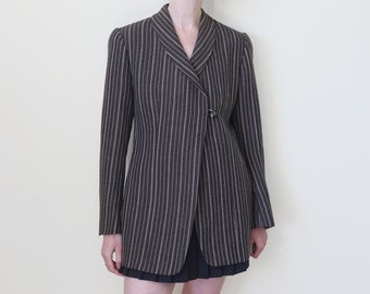 gestreifter brauner Woll blazer, M-L