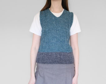 knitted blue sweater vest, S-M