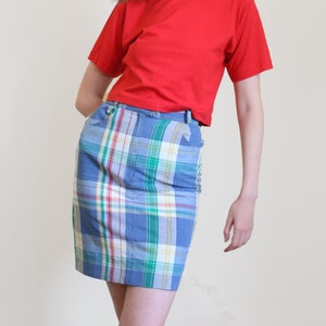 plaid mini pencil skirt, S-M image 1