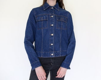 Chaqueta de mezclilla clásica de los años 90, chaqueta de camioneros simple, talla s - m