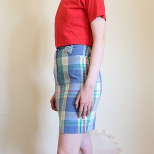 plaid mini pencil skirt, S-M image 2