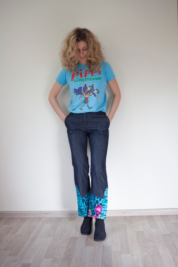 Vintage Versace Jeans Couture, Blue Animal Leopard Print, S