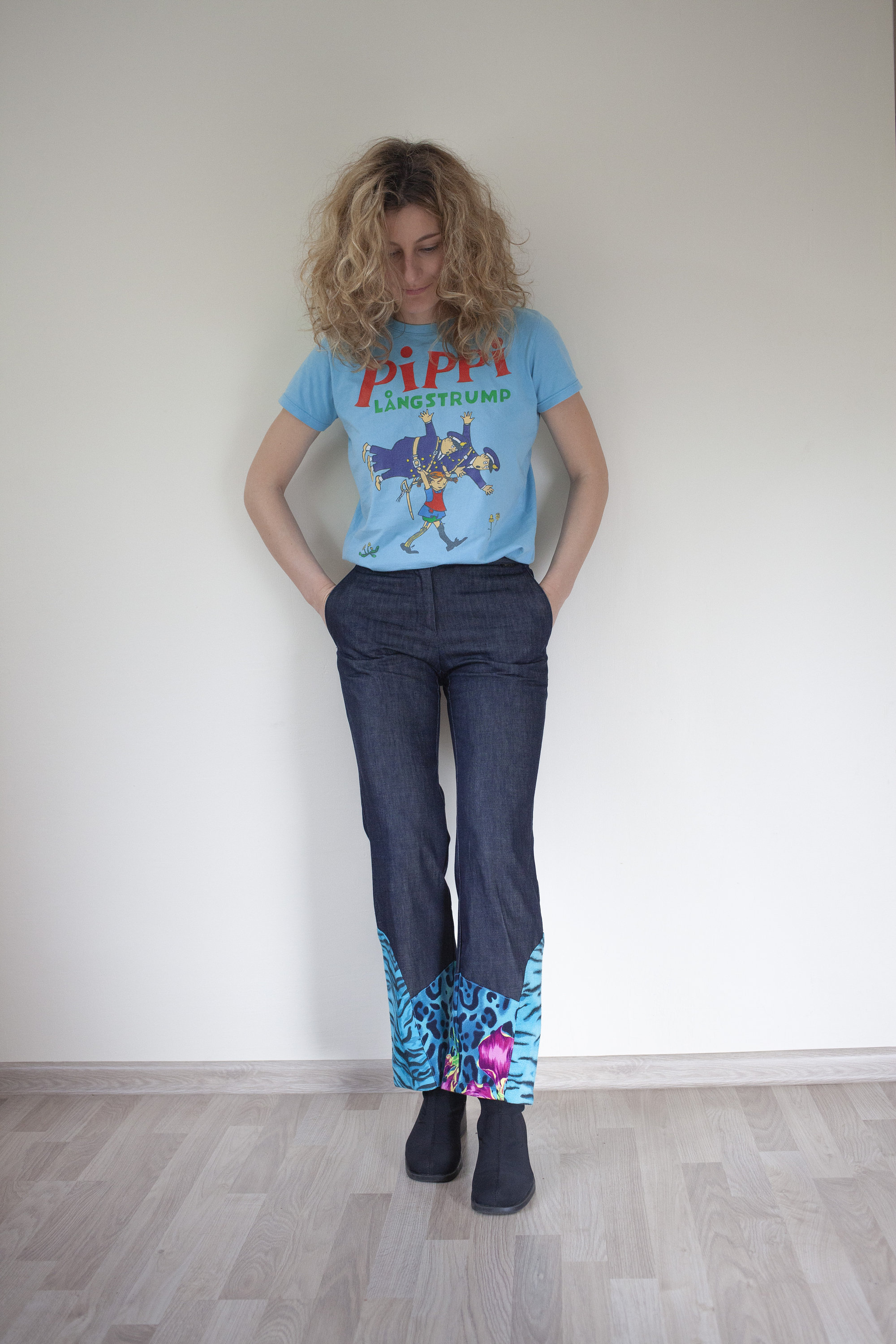Vintage Versace Jeans Couture, Blue Animal Leopard Print, S