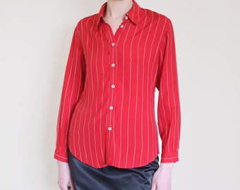 striped red button up shirt, S-M