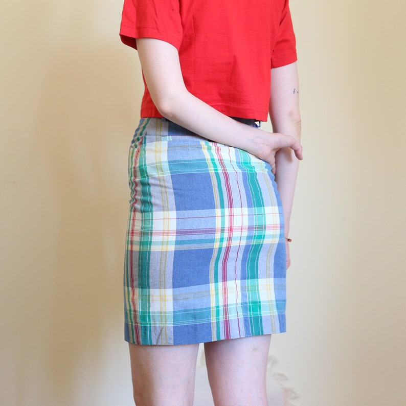 plaid mini pencil skirt, S-M image 3