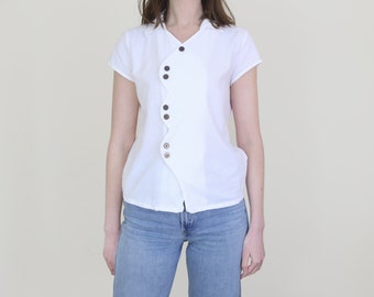 white asymmetrical cotton blouse, S-M