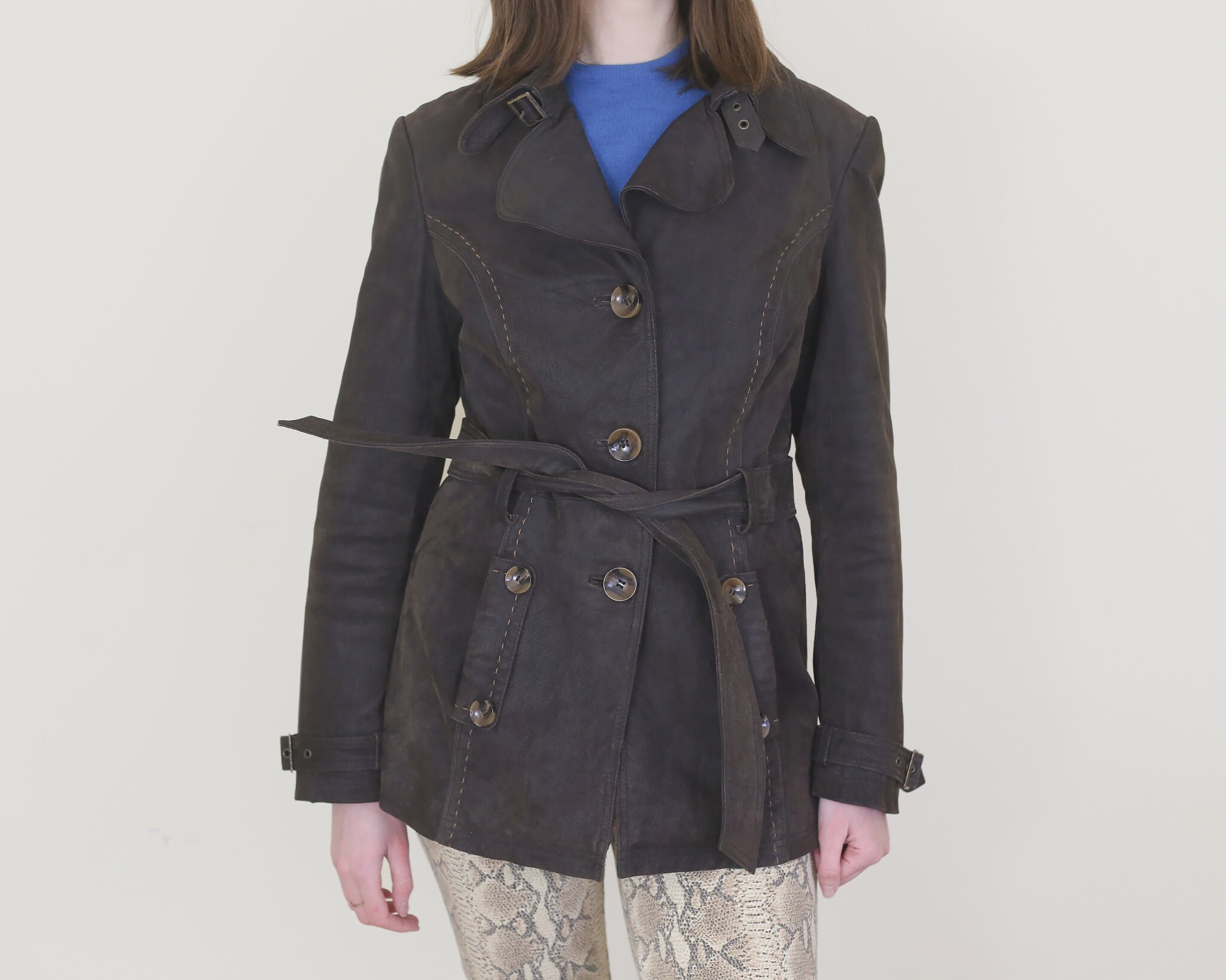 Suede belted shop jacket