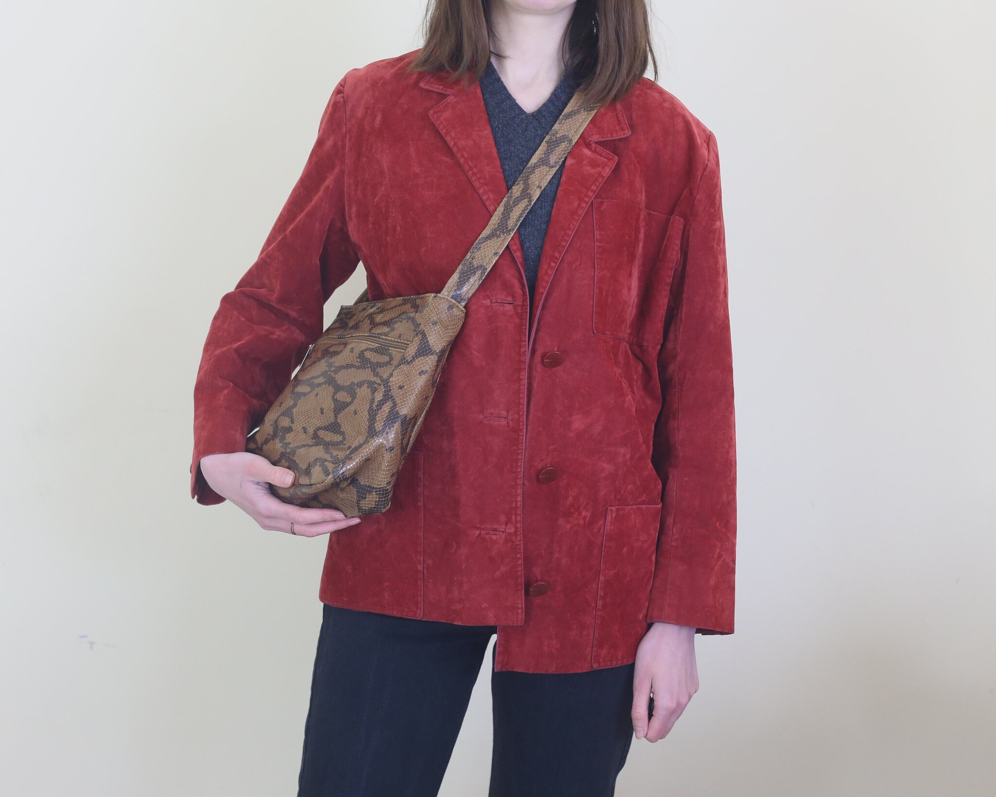 Faux Python Leather Messenger Bag - Etsy
