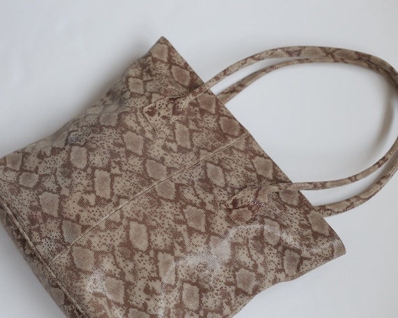 square python shoulder bag, snake skin pattern to… - image 3
