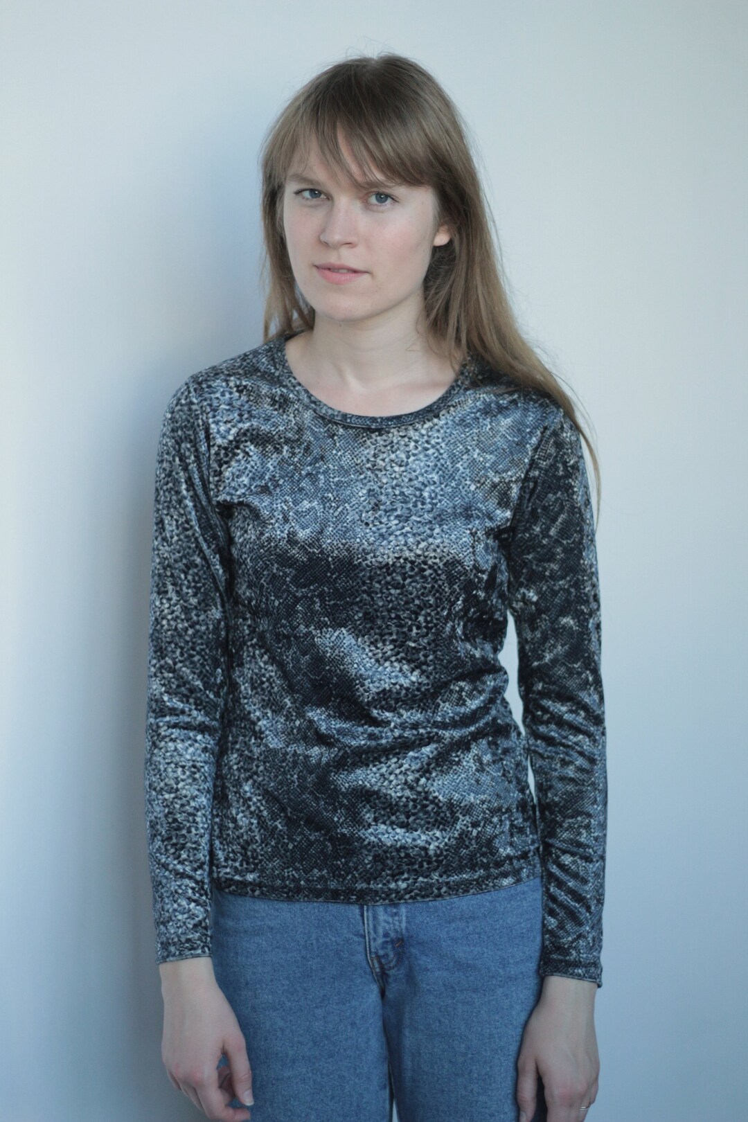 Vintage Velvet Snake, Python Pattern, Women Blouse, S M - Etsy
