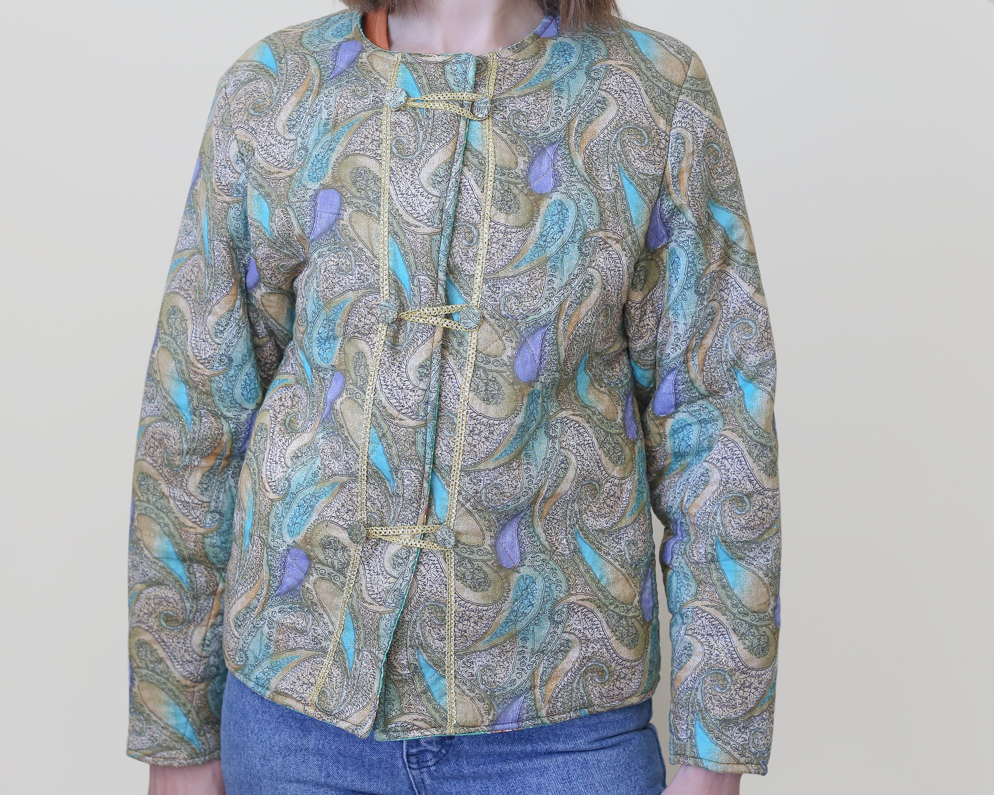 Quilted Reversible Jacket, Paisley and Floral S-M - Etsy