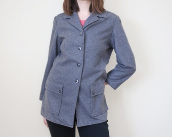 klassieke grijze wollen blazer, S-M