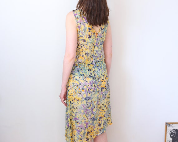 silk Kenzo dress, asymmetric mesh dress, S-M - image 5