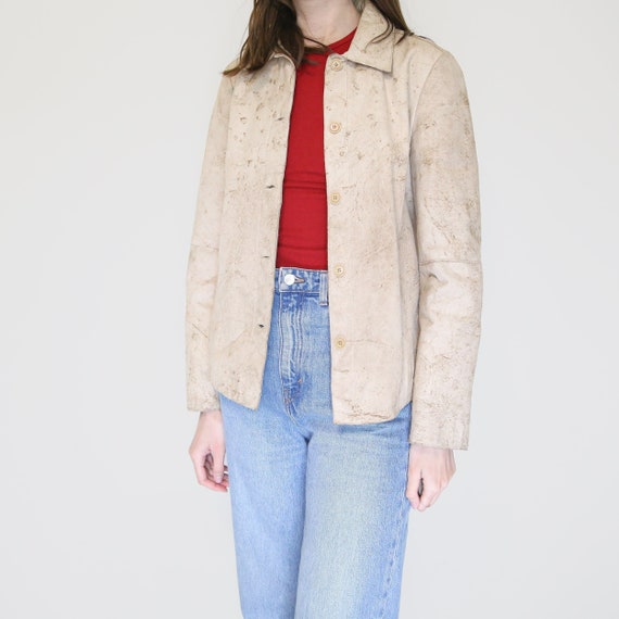 light brown leather shirt cowgirl jacket, S-M