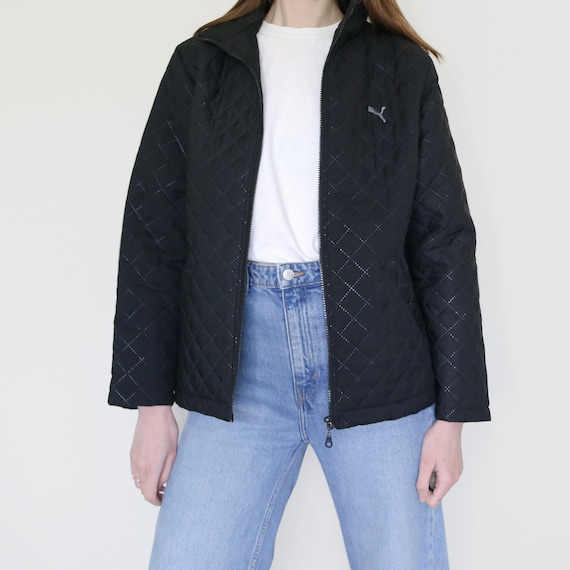 Buy Quilted Black Puma Windbreaker Fitted Puffer Sports Jacket