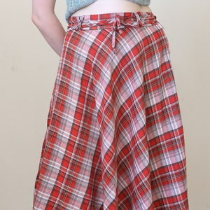 tartan midi skirt, lightweight plaid summer skirt S-M image 5