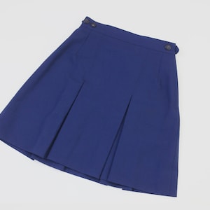 navy blue pleated mini skirt, girls uniform skirt, XS-S