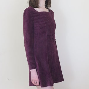 90s dusty purple mini velvet dress, S image 5