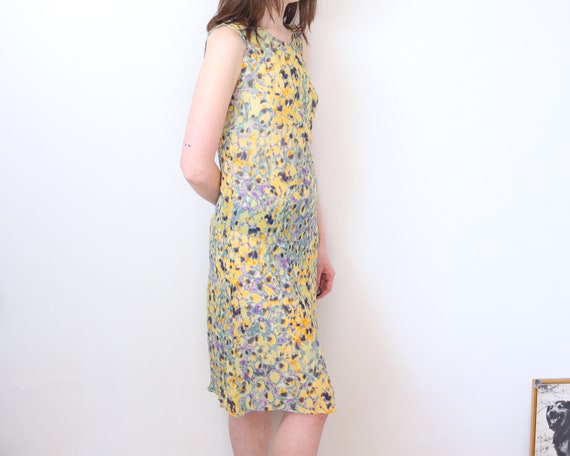 silk Kenzo dress, asymmetric mesh dress, S-M - image 3