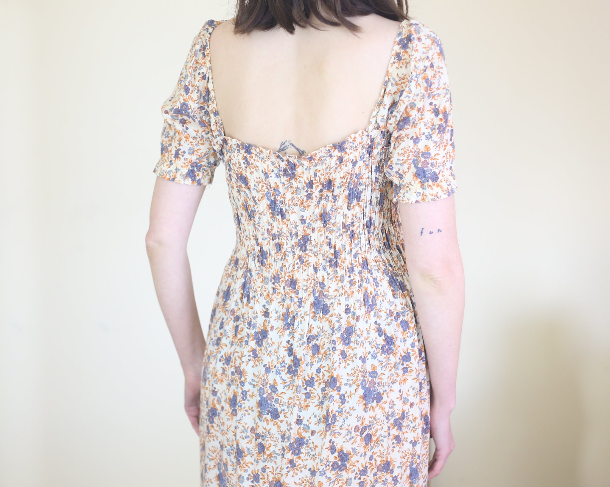 Floral Shirring Maxi Dress, M-L - Etsy