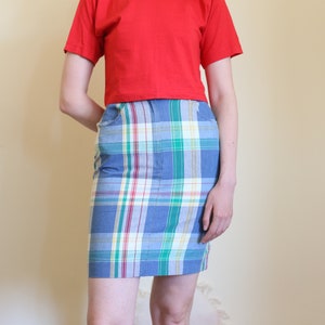 plaid mini pencil skirt, S-M image 4