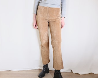 tan suede leather pants, S-M