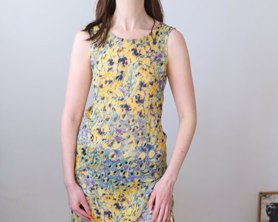 silk Kenzo dress, asymmetric mesh dress, S-M - image 6
