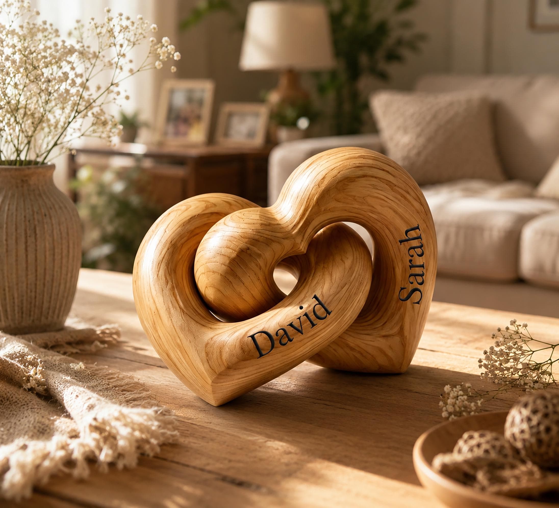Interlocking Wood Hearts Personalized - Etsy