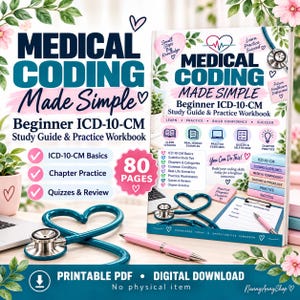 Studiehandleiding Medische Codering (Printbaar) | 80 pagina's tellende studiehandleiding ICD-10-CM en CPT | Werkboek voor studenten Medische Facturering en Codering