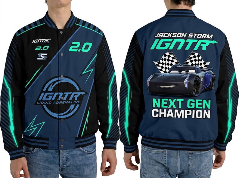 Kids Racing Jacket Jackson Storm Varsity Jacket and Hat Set, Disney Pixar Cars 3 IGNTR 2.0 ...