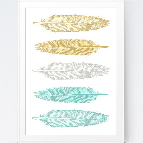 Printable Art Set Teal Gold Wall Art Turquoise Aqua Etsy