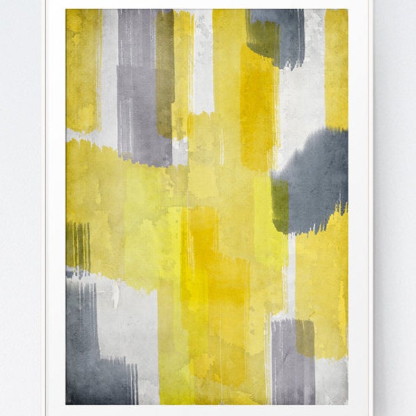 Yellow Gray Wall Art Etsy