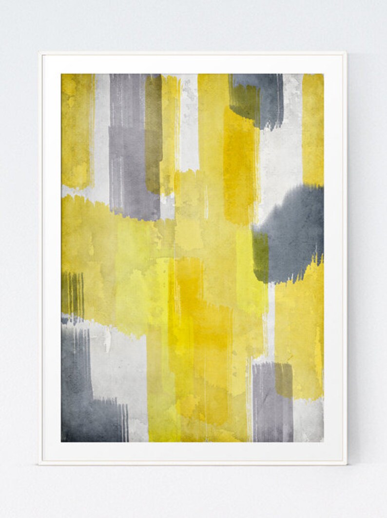 Mustard Grey Abstract Print Mustard Gray Minimalist Art Etsy