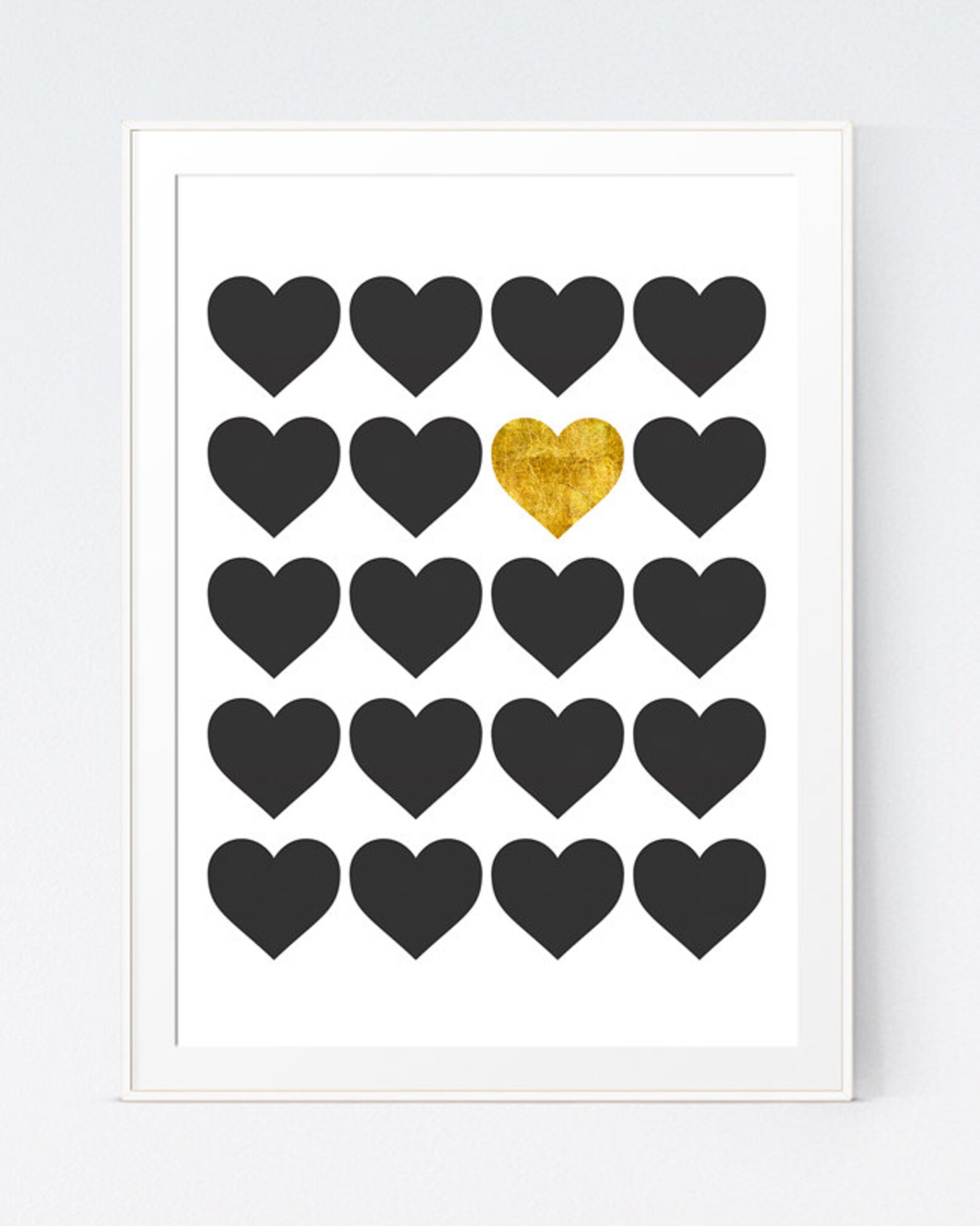 Black Hearts & Gold Heart Printable Black and Gold Hearts Etsy