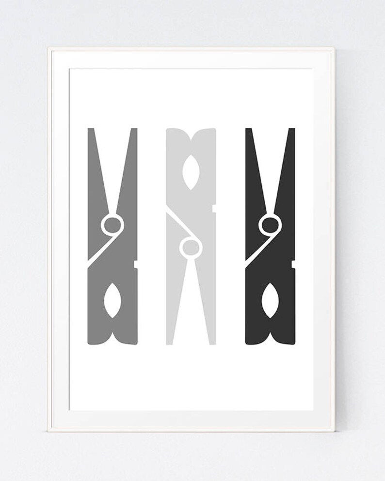 3 Black and White Clothespin Black and Grey Printable Wall - Etsy