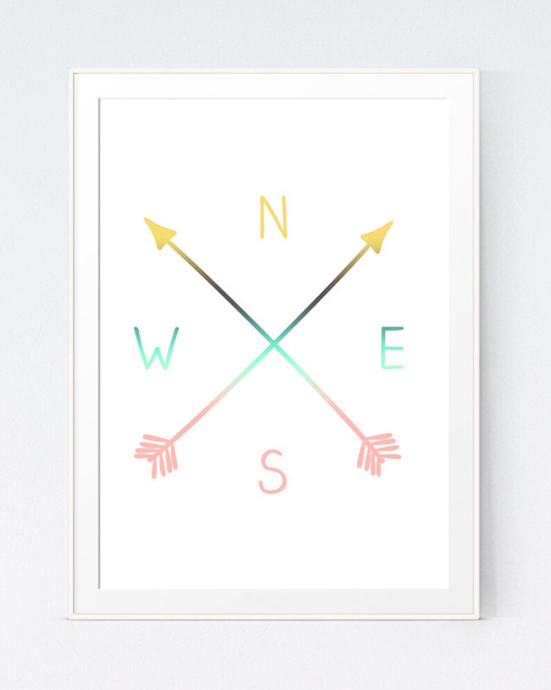 Pink and Gold Art Mint and Coral Art Mint Arrows Pink Etsy