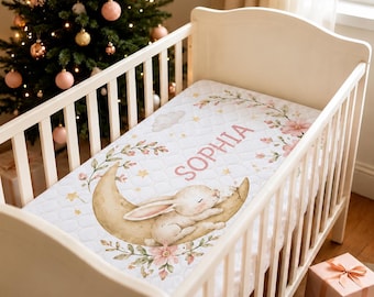 Personalized Baby Crib Sheet, Custom Name Nursery Bedding, Neutral Animal Print
