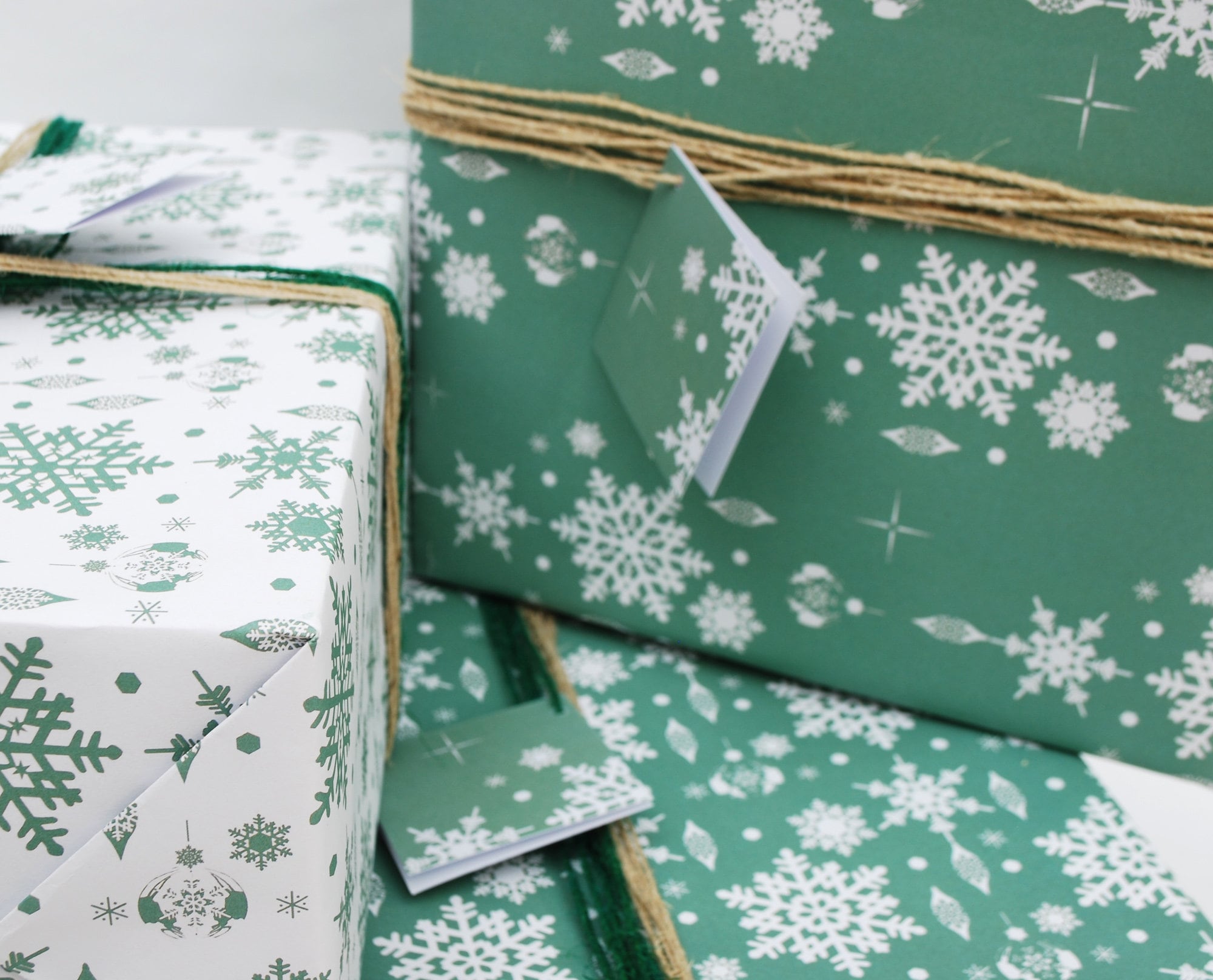 Recycled Wrapping Paper Eco friendly inks, Christmas Snowflake print dusky  teal