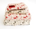 Organic Cotton Fabric Gift Wrap, Christmas Reindeer & Baubles Eco Wrapping Plastic Free