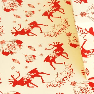 Recycled Wrapping Paper, Christmas Reindeer Baubles and Snowflakes, eco friendly inks image 7