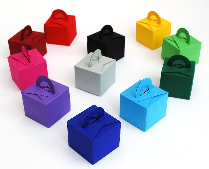 Recycled Card Party Gift Boxes, Small Gifts, Wedding Favours or Balloon Weights. Selection of Colours image 1