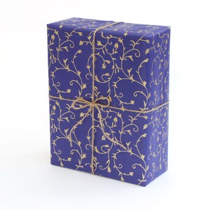 Lokta Wrapping Paper, Gold Floral on Cornflower Blue, Hand made and Fair Trade image 4