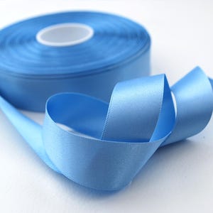 Cornflower Blue Double Satin Ribbon, 25mm width, Berisfords shade no. 76