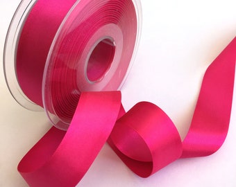 Double Satin Ribbon 25mm (1 inch) width, Shocking Pink Berisfords shade no. 72